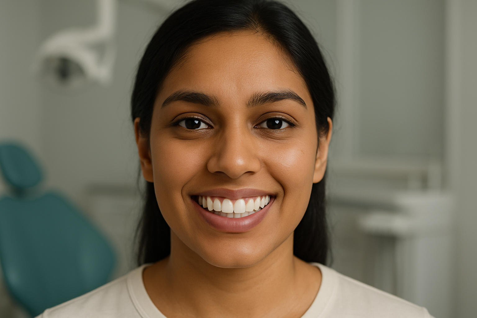 The same patient's brilliant, transformed smile after treatment.
